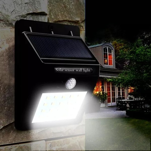 Set X4 Luz Led Exterior Solar Panel Aplique Con Sensor Movimiento Plafon Farol Detecta Movimiento Luz Para Jardin Entrada Casa Estructura Negro 20 Leds Levys Bazar