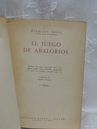 El Juego De Abolorios Hermann Hesse (Usado)