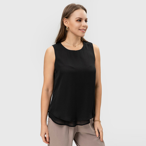 Blusa Doble Capa Abertura Espalda Negro Mujer Fashion's Park