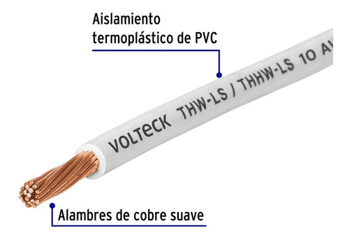 Cable Calibre 10 Thhw-ls Blanco Voltech 46055