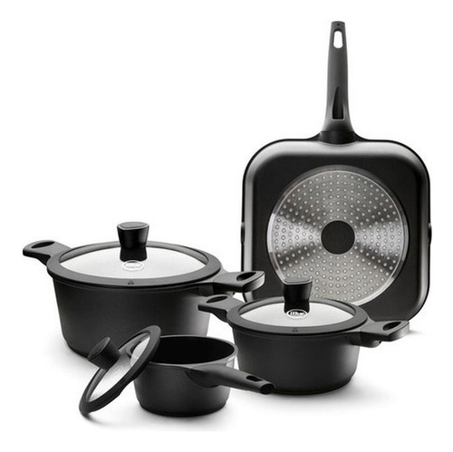 Batería de cocina Ilko Majestic con 7 piezas negro