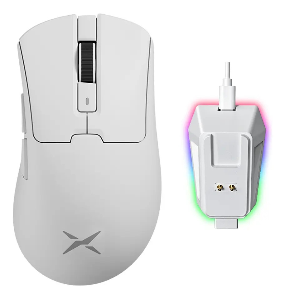 Delux M900pro Mouse Gamer Sem Fio 8000hz Paw3395 Com Dock Cor Branco