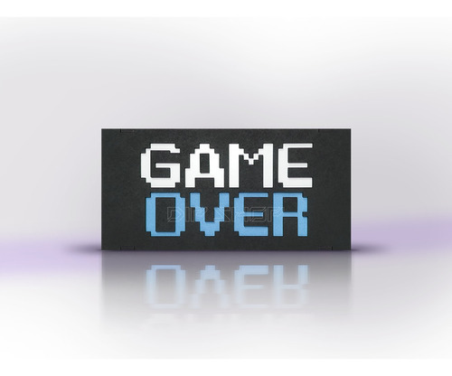 Luminária Gamer Exclusiva Game Over Com Led Bivolt Cor da cúpula Branco/Azul Cor da estrutura Preto