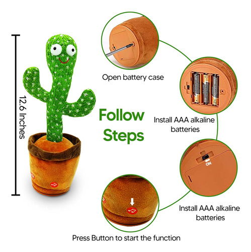Dancing Cactus Toy Talking Singing Plush Toy Mimicicking Re.