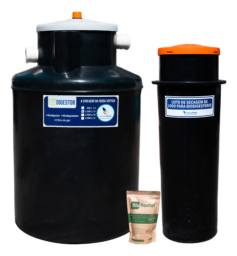 Kit Fossa Biodigestor 1000l C Coletor De Lodo Sanear Brasil Caixa Preta