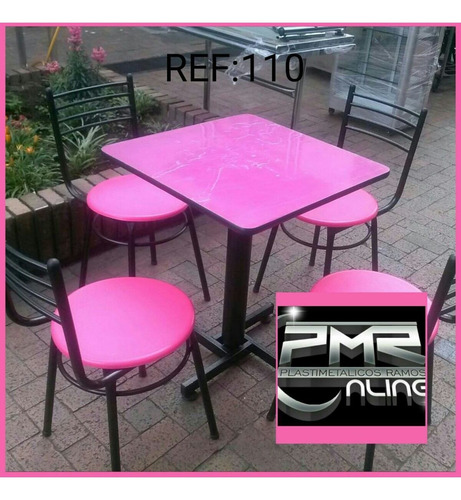 Juego De 4 Sillas Plastica Mesa Madera Para Restaurante Bar