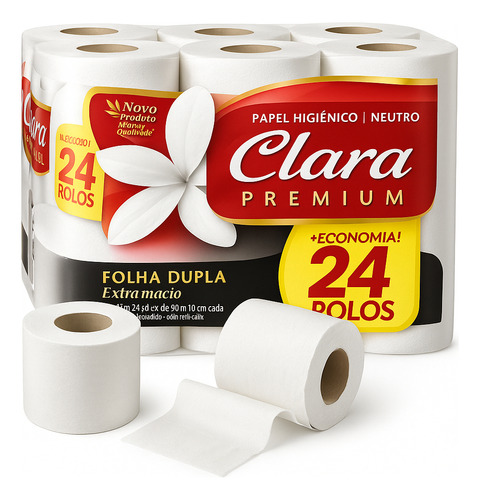 Papel Higiénico Clara Doble Hoja Ph 24 Rollos Calidad Otec