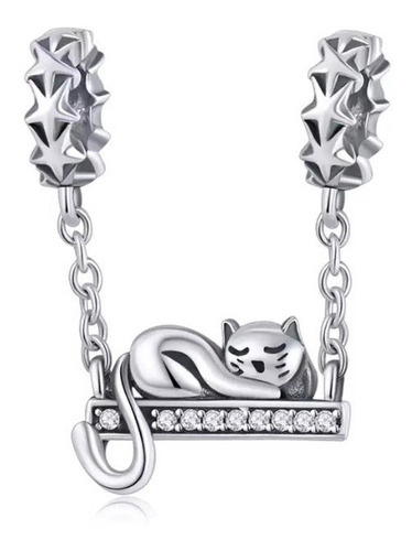 Charm Modelo Gato Columpio De Plata 925 + Regalos