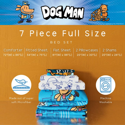 Juego De Ropa De Cama Franco Dog Man 7 Piezas Microfibra