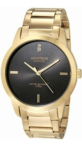 Reloj Armitron 205479bkgp Para Caballero Color Dorado