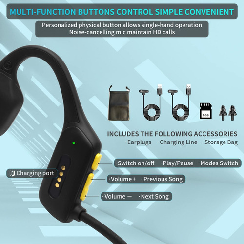 Auriculares Subacuáticos Bone Conduction Ip68 Para Nadar