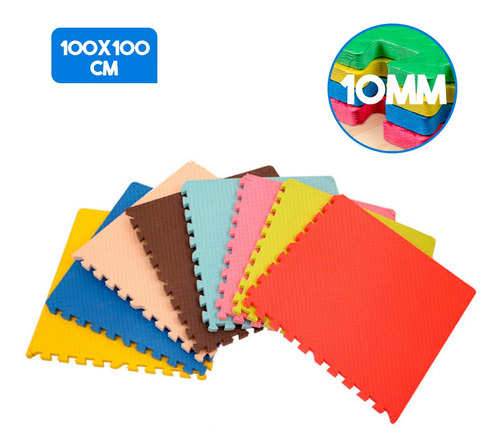 Imagem 1 de 7 de Tatame Tapete Eva 100x100x1cm 1x1 10mm - 4 Bordas - Colorido