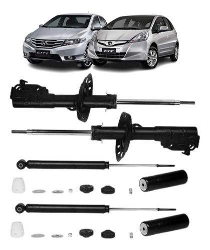 Kit 4 Amortecedor Honda City 1.5 Exl Flex Aut. 4p 10/12