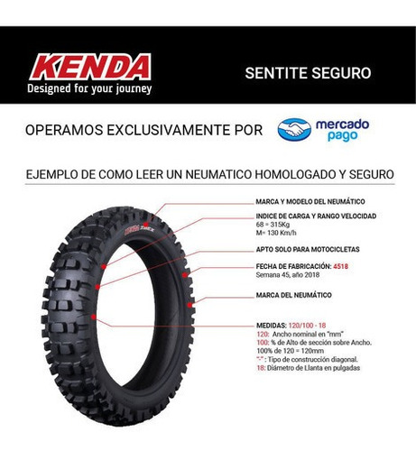 Cubierta Moto 100 90 19 Kenda Sand mad K782