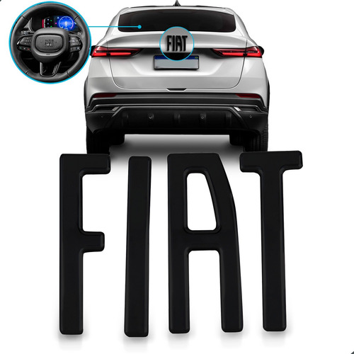 Kit Logo Volante E Porta Malas Para Fiat Fastback 2022 2023