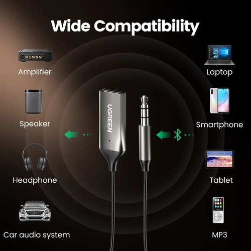 Imagen 2 de 7 de Receptor Usb Bluetooth 5.0 Jack 3.5mm Auto Ugreen
