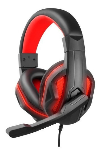 Misik - Audifonos Gamer Con Microfono Y Luz Led - Cable 1.8m Color Rojo