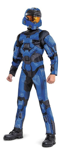 Disfraz De Halo Spartan, Mono Y Máscara Oficial De Halo Blue