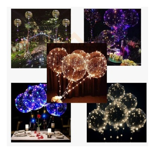 25 Globos Burbuja Cristal Con Luz Led 3 Metros Luminoso 