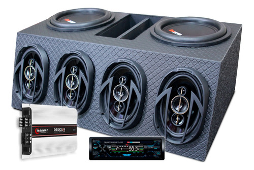 Caixa Som Trio Goiano Modulo Taramps 1200w Radio Bluetooth