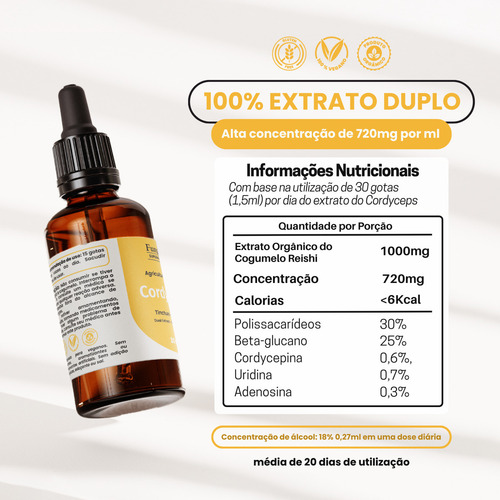 Extrato Líquido Cordyceps Militaris 30ml | Energia E Vitalidade | Fungilife