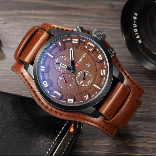 Relógio Masculino Curren Espotivo Pulseira De Couro Orignal