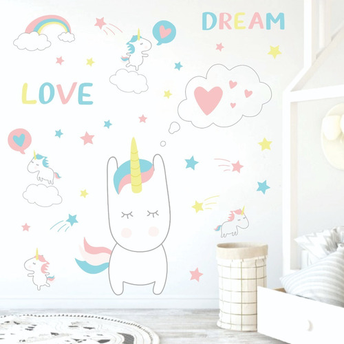 Vinilos Pared Infantil Set Unicornio 1 Mt Arcoiris - Grande