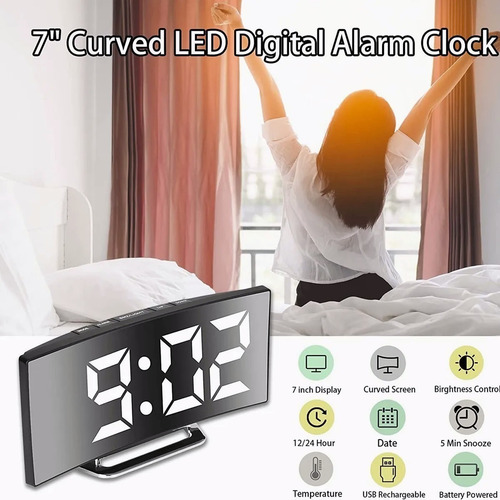 Imagen 2 de 7 de Reloj Despertador Digital Pantalla Led Alarma Luminoso