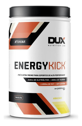 Energy Kick Cafeina Ou Sem - Pote 1000g Sabor Abacaxi - Dux