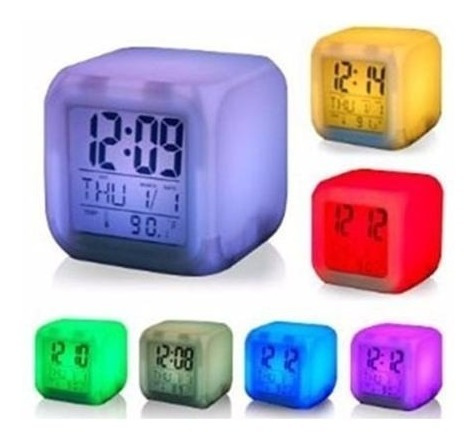 Reloj Despertador Digital Cubo Luz Led Fecha Temperatura