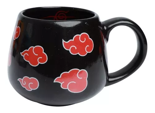 Caneca Nuvem Akatsuki Naruto Cerâmica Preta 400Ml Oficial VIZ