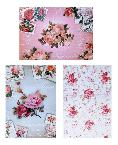 Decoupage Laminas Set Rosas Romanticas Laura Craft