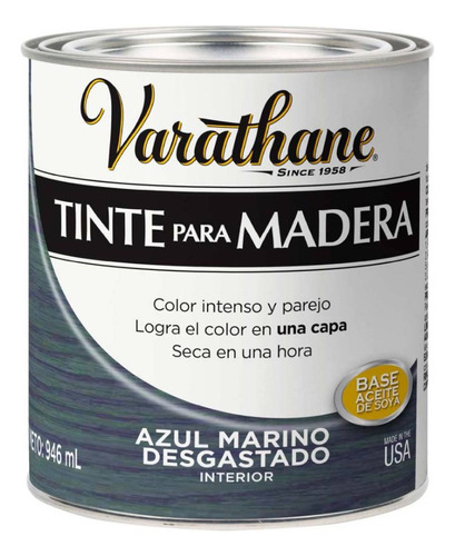 Tinta Para Madera Varathane 0.946l Color Azul Marino Desgastado