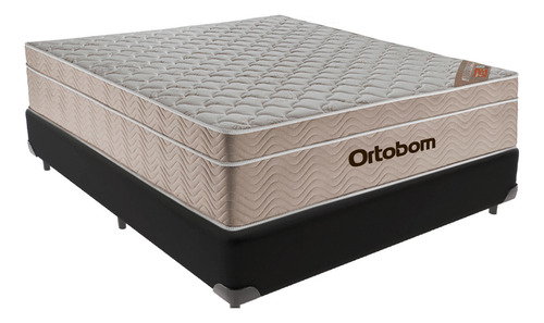 Cama Box Preto E Colchão Airtech Springpocket Casal Ortobom