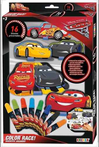 Imagen 1 de 1 de Autitos Cars Disney Para Pintar Y Armar Con Fibras Kreker