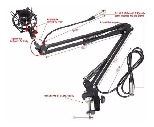 Kit Micrófono Estudio Condensador Profesional Bm800+brazo