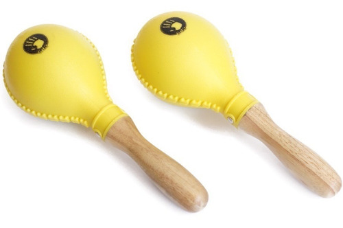 Maracas 5d2 Mrk3yl Plastico Amarillo Asas Madera Percusion /