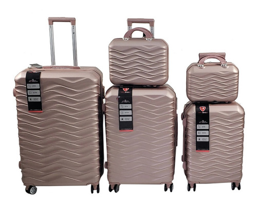 Set 5 Maletas De Viaje Travel Republic Trab5rg-03 Oro Rosa