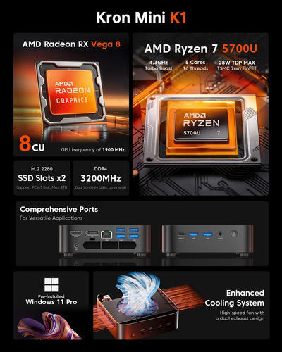 Mini Pc Acemagician K1 Ryzen 7 5700u 16 Gb/512 Gb Ssd