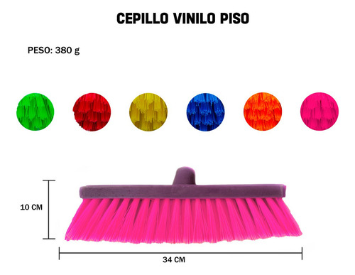 1 Escoba Cepillo Duro Para Piso La Palma De Oro C Bastón M