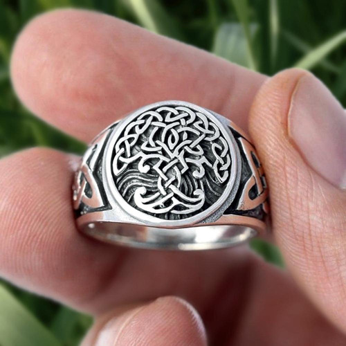 Anillo Salvavidas Con Forma De Árbol Celta Para Hombre, Eleg