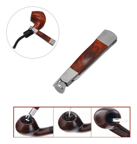 Pipa De Acero Inoxidable De Madera Roja For Fumar Tabaco 3