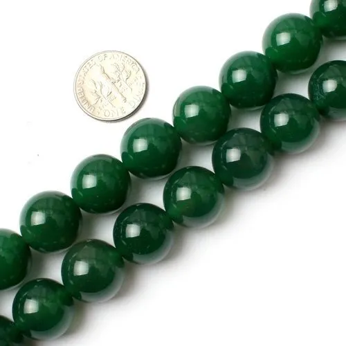 Beads De Ágata Verde Oscuro 14mm