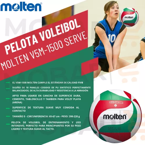 Molten V5M1500 Balón de Voleibol, Unisex, Blanco/Verde/Rojo, 5 : :  Deportes y aire libre