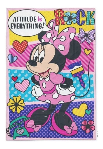 Frazada Piñata Flannel con diseño minnie flower rock de 220cm x 155cm