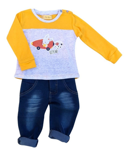 Conjunto Niño, Playera Amarilla Manga Larga/jeans