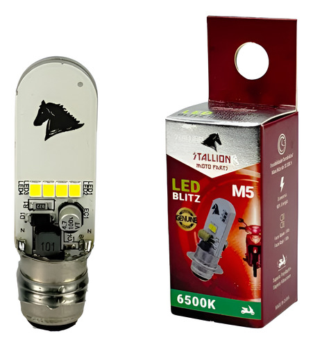 Lâmpada Farol Led Moto M5 6500k Biz Pop Bros Stallion M5 Azul-claro Branco-frio