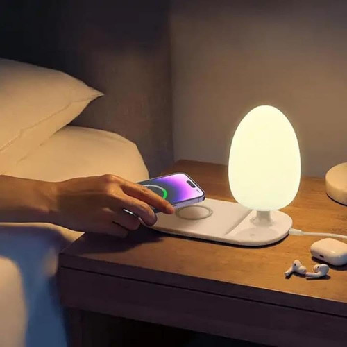 Lámpara De Mesita De Noche Ldnio Con Cargador Inalámbrico,