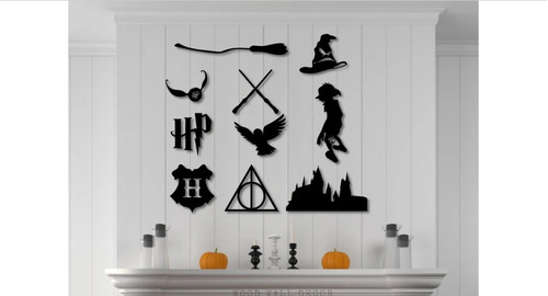 Set 10 Cuadros Decorativos Harry Potter Simbolos En Madera