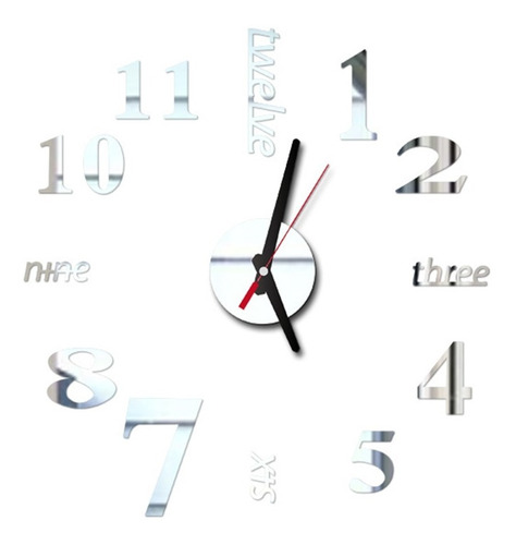 Imagen 1 de 6 de Reloj De Pared Adhesivo 3d De Acrilico Decorativo